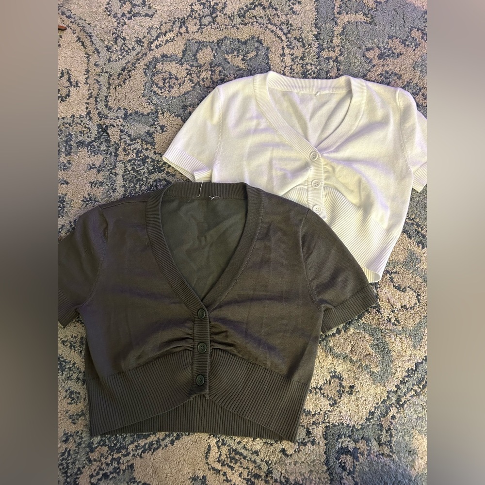 cropped button up cardigan